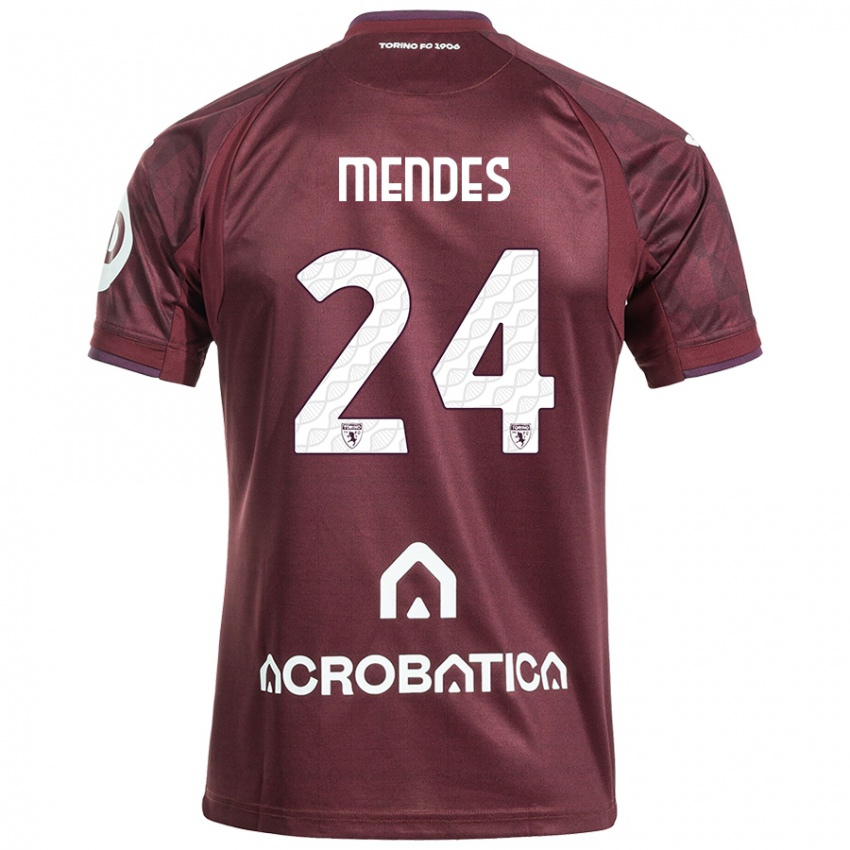 Heren Rodrigo Mendes #24 Kastanjebruin Wit Thuisshirt Thuistenue 2024/25 T-Shirt