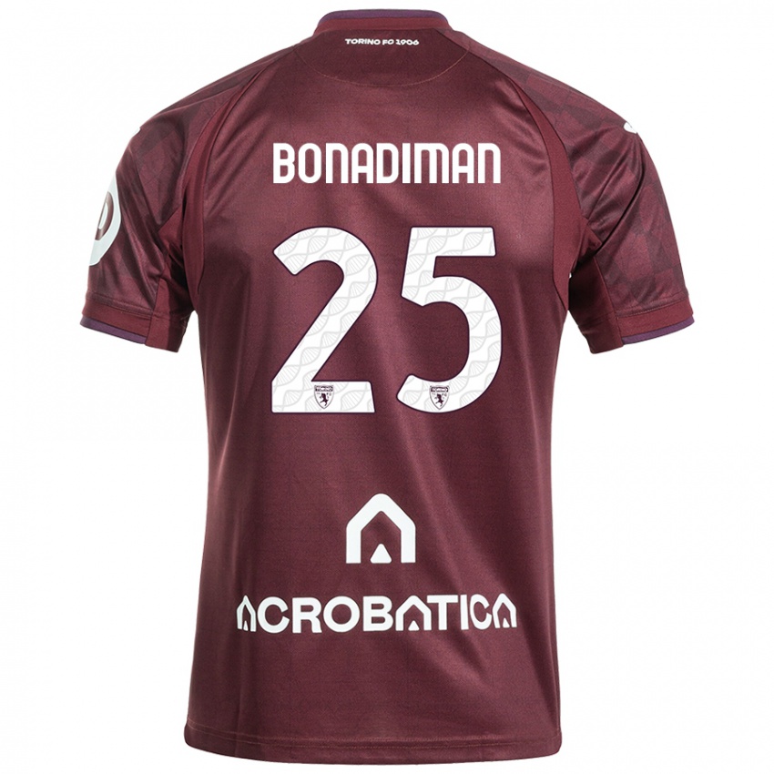 Heren Matteo Bonadiman #25 Kastanjebruin Wit Thuisshirt Thuistenue 2024/25 T-Shirt