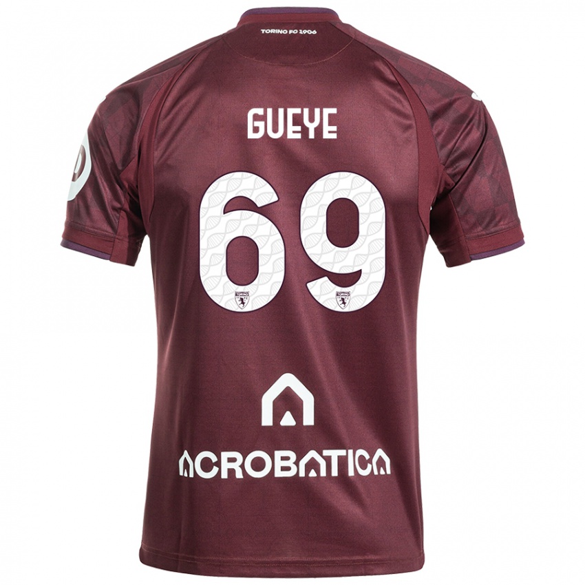 Heren Ousmane Gueye #69 Kastanjebruin Wit Thuisshirt Thuistenue 2024/25 T-Shirt