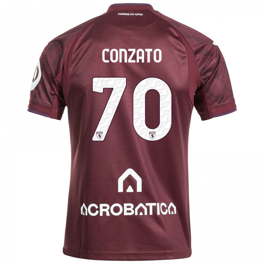 Heren Filippo Conzato #70 Kastanjebruin Wit Thuisshirt Thuistenue 2024/25 T-Shirt