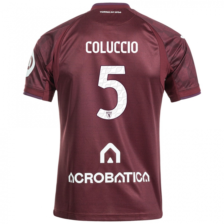 Heren Francesca Coluccio #5 Kastanjebruin Wit Thuisshirt Thuistenue 2024/25 T-Shirt