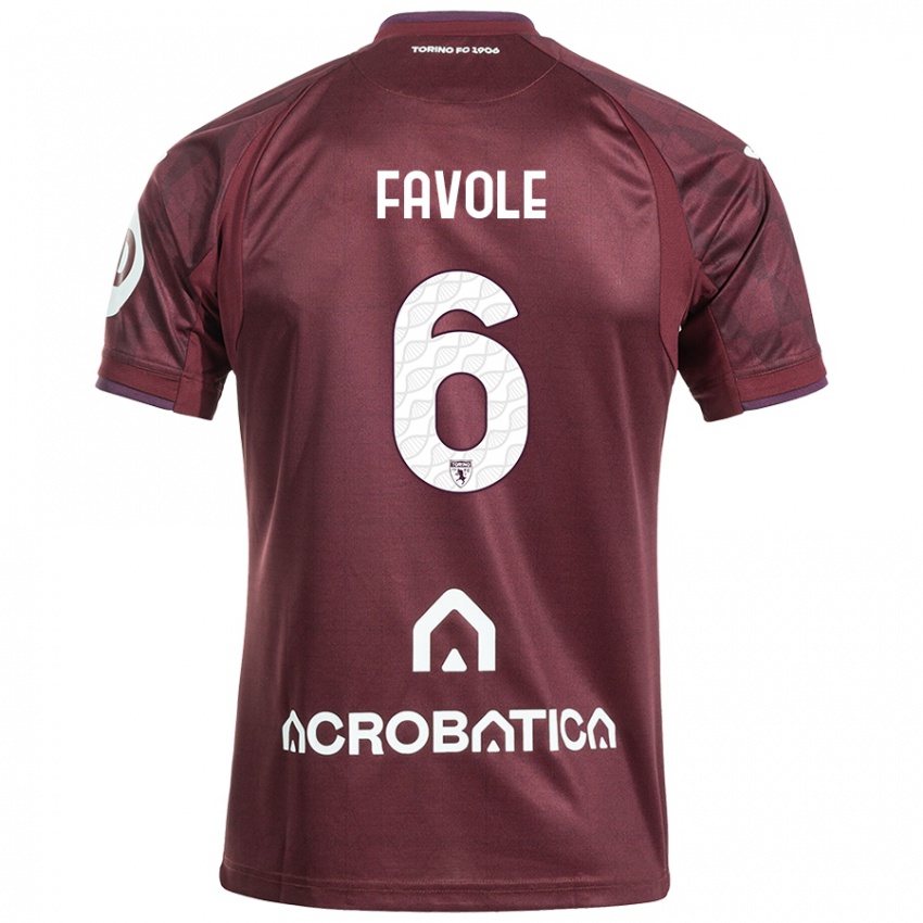 Heren Stefania Favole #6 Kastanjebruin Wit Thuisshirt Thuistenue 2024/25 T-Shirt