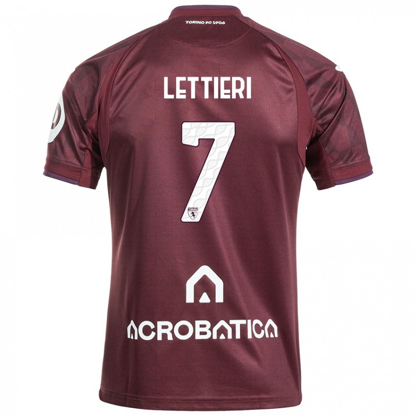 Heren Jessica Lettieri #7 Kastanjebruin Wit Thuisshirt Thuistenue 2024/25 T-Shirt