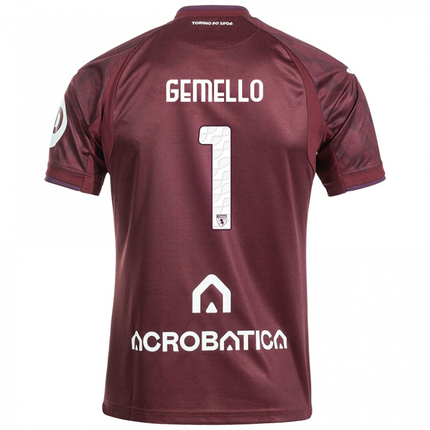 Heren Luca Gemello #1 Kastanjebruin Wit Thuisshirt Thuistenue 2024/25 T-Shirt