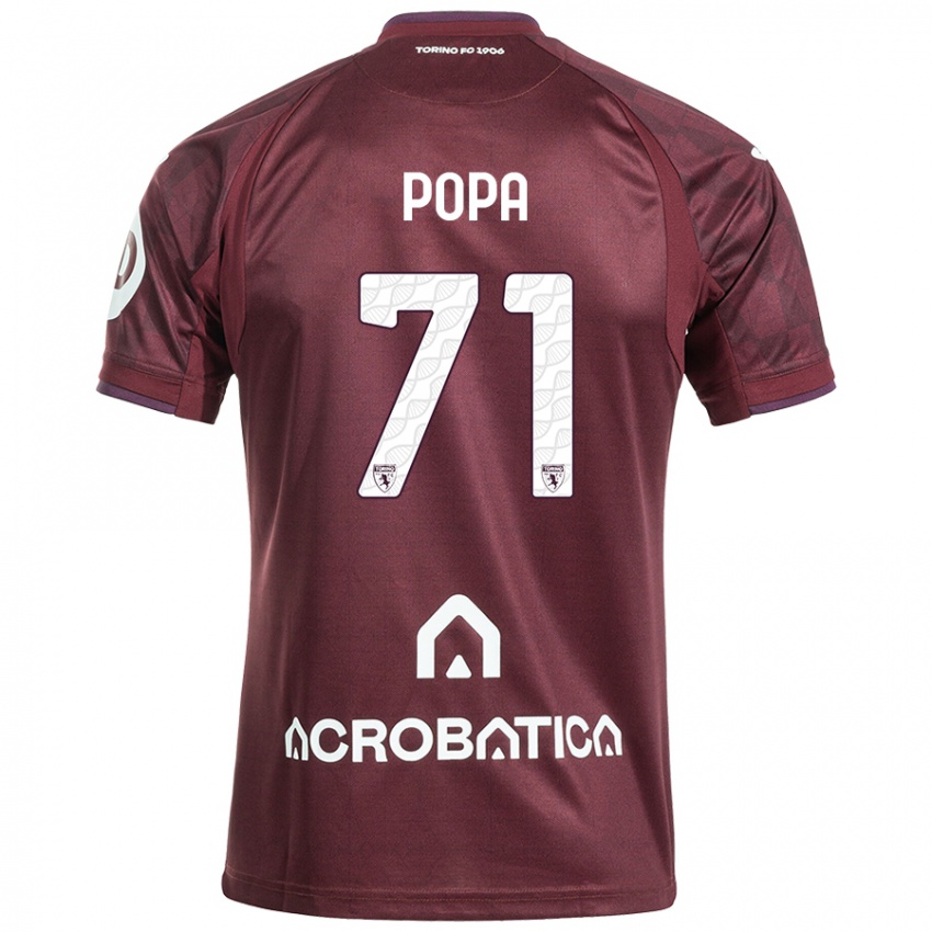 Heren Mihai Popa #71 Kastanjebruin Wit Thuisshirt Thuistenue 2024/25 T-Shirt