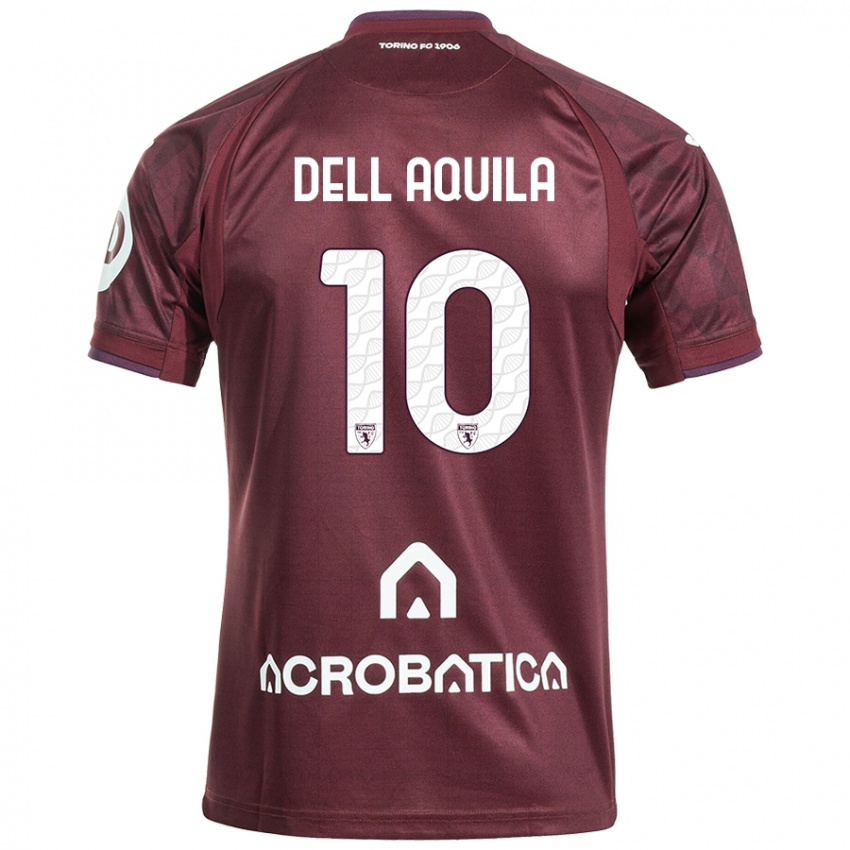 Heren Francesco Dell'aquila #10 Kastanjebruin Wit Thuisshirt Thuistenue 2024/25 T-Shirt