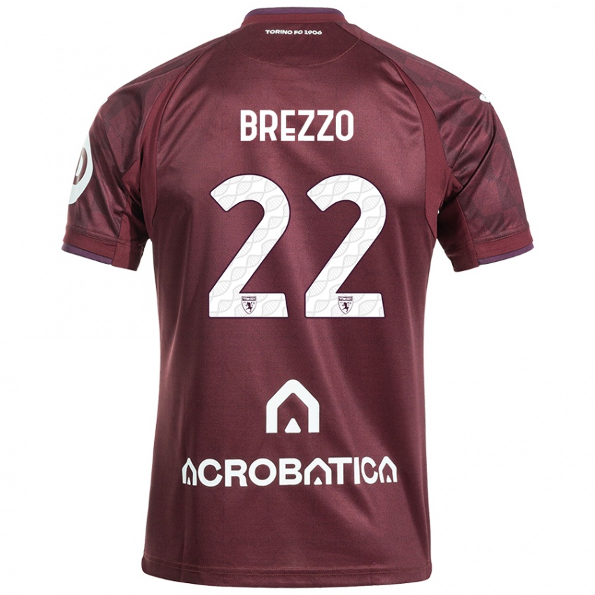 Heren Matteo Brezzo #22 Kastanjebruin Wit Thuisshirt Thuistenue 2024/25 T-Shirt