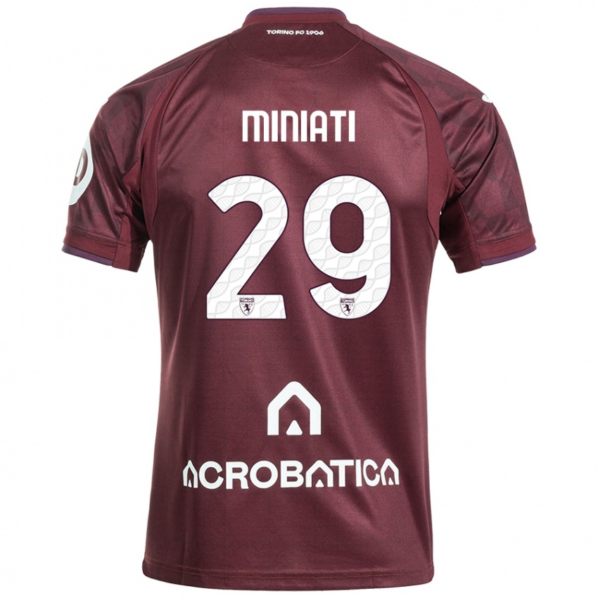 Heren Elisa Miniati #29 Kastanjebruin Wit Thuisshirt Thuistenue 2024/25 T-Shirt