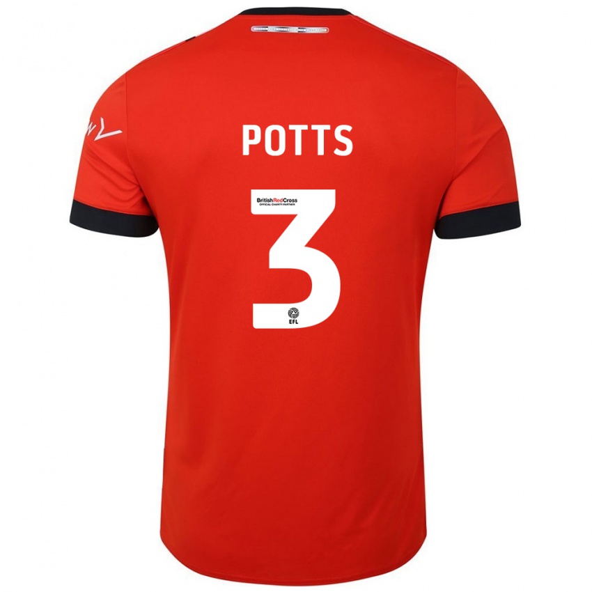 Heren Dan Potts #3 Oranje Zwart Thuisshirt Thuistenue 2024/25 T-Shirt