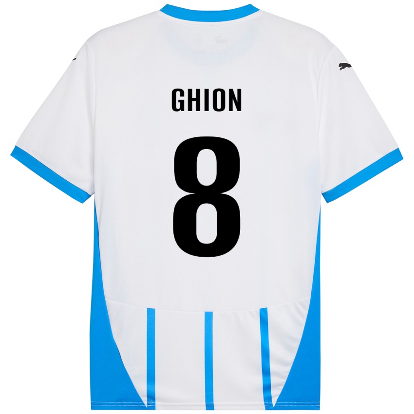 Heren Andrea Ghion #8 Wit Blauw Uitshirt Uittenue 2024/25 T-Shirt