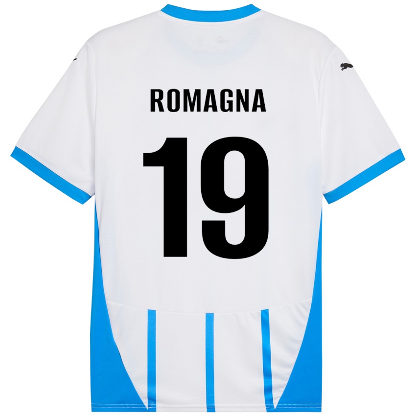 Heren Filippo Romagna #19 Wit Blauw Uitshirt Uittenue 2024/25 T-Shirt