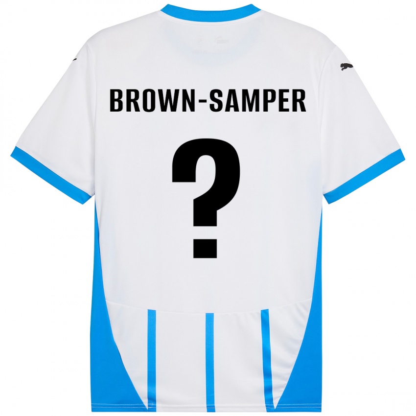 Heren Isaac Brown-Samper #0 Wit Blauw Uitshirt Uittenue 2024/25 T-Shirt