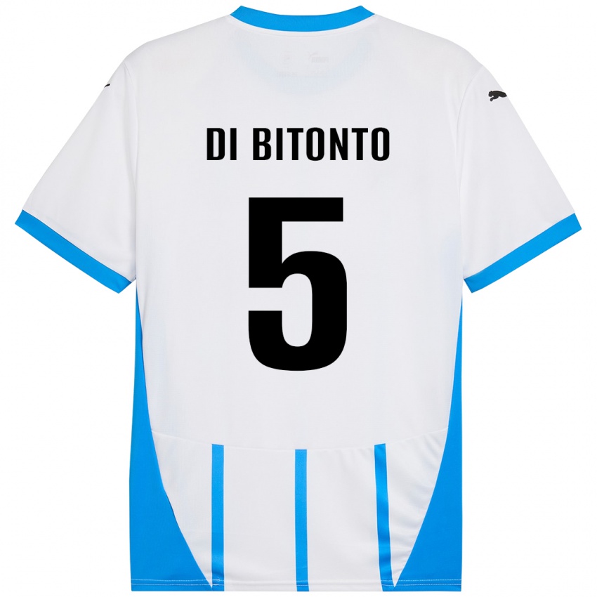 Heren Alessandro Di Bitonto #5 Wit Blauw Uitshirt Uittenue 2024/25 T-Shirt