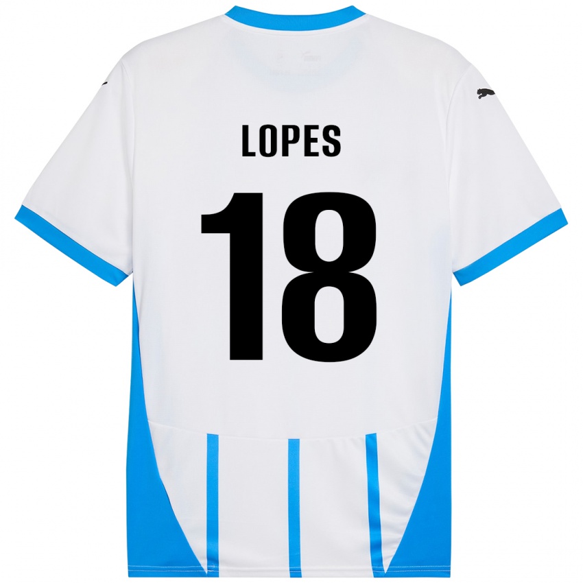 Heren Emerick Lopes #18 Wit Blauw Uitshirt Uittenue 2024/25 T-Shirt