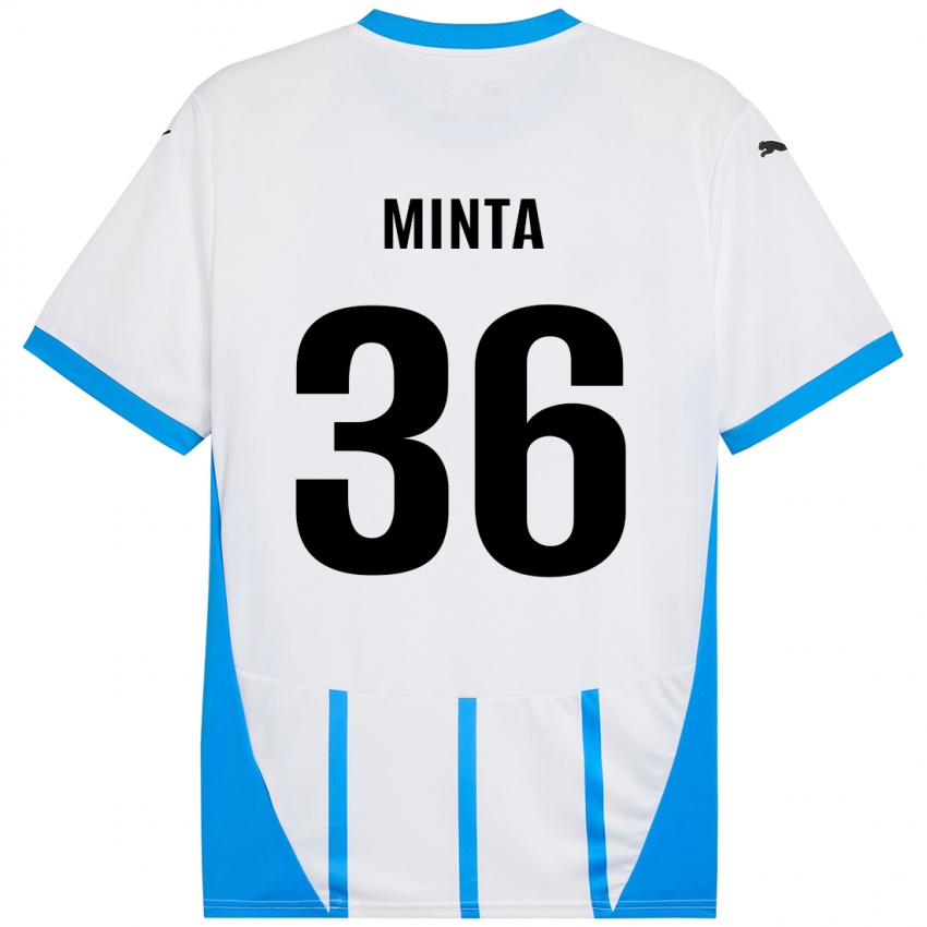 Heren Amoako Minta #36 Wit Blauw Uitshirt Uittenue 2024/25 T-Shirt