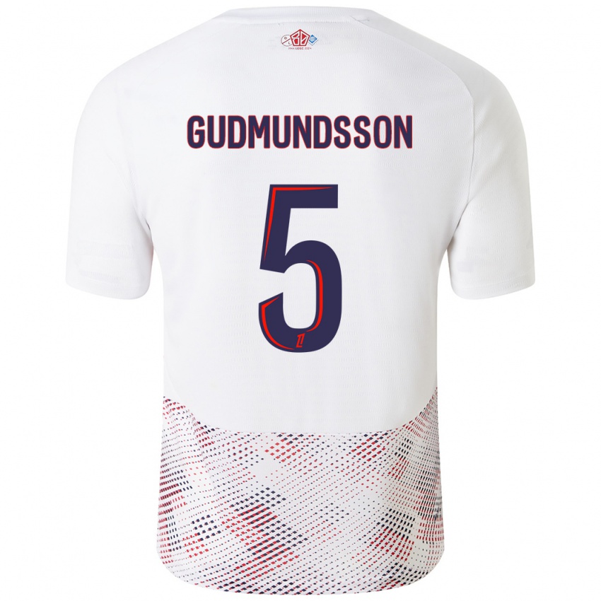 Heren Gabriel Gudmundsson #5 Wit Koningsblauw Uitshirt Uittenue 2024/25 T-Shirt