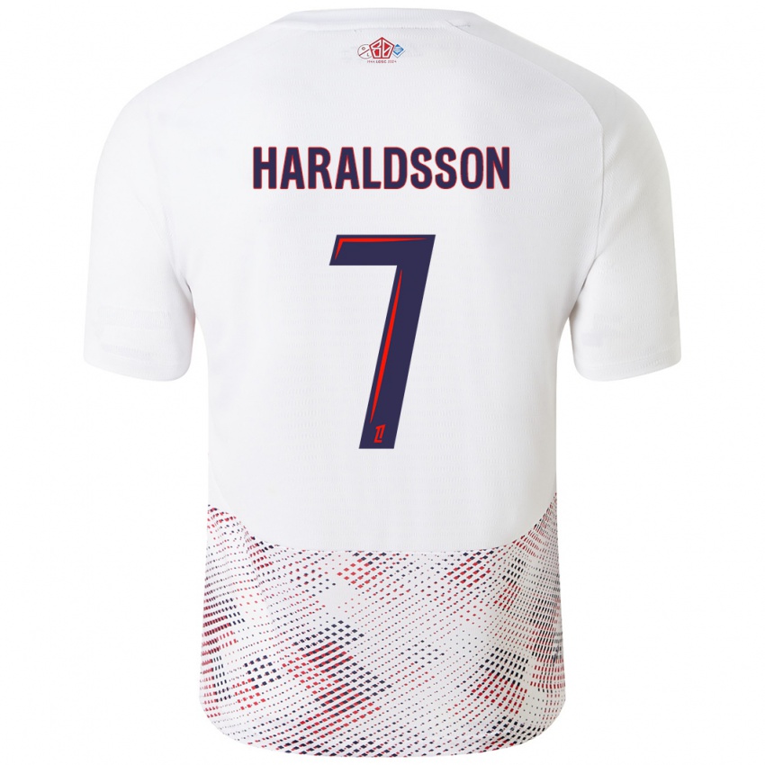 Heren Hákon Arnar Haraldsson #7 Wit Koningsblauw Uitshirt Uittenue 2024/25 T-Shirt