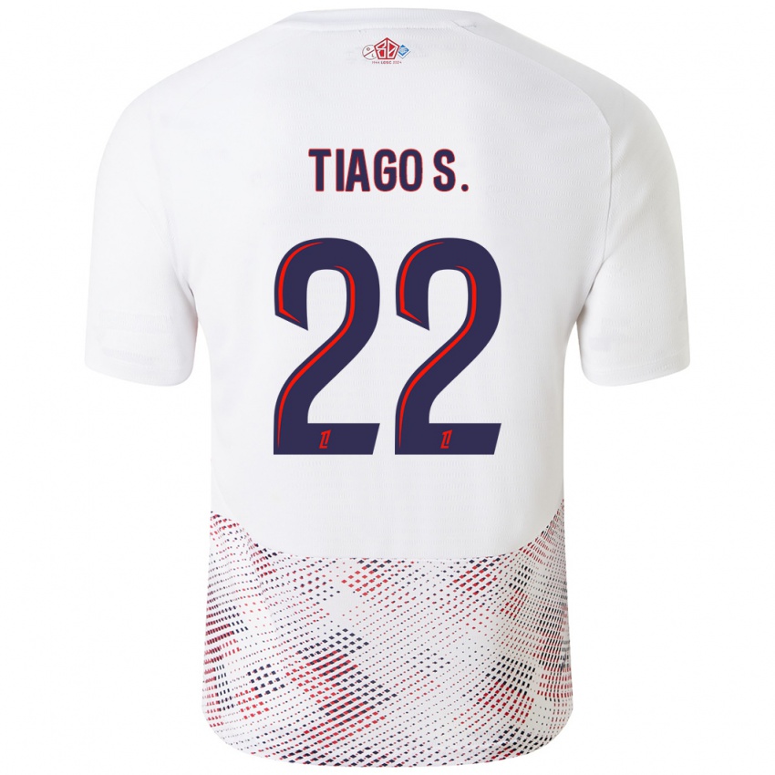 Heren Tiago Santos #22 Wit Koningsblauw Uitshirt Uittenue 2024/25 T-Shirt