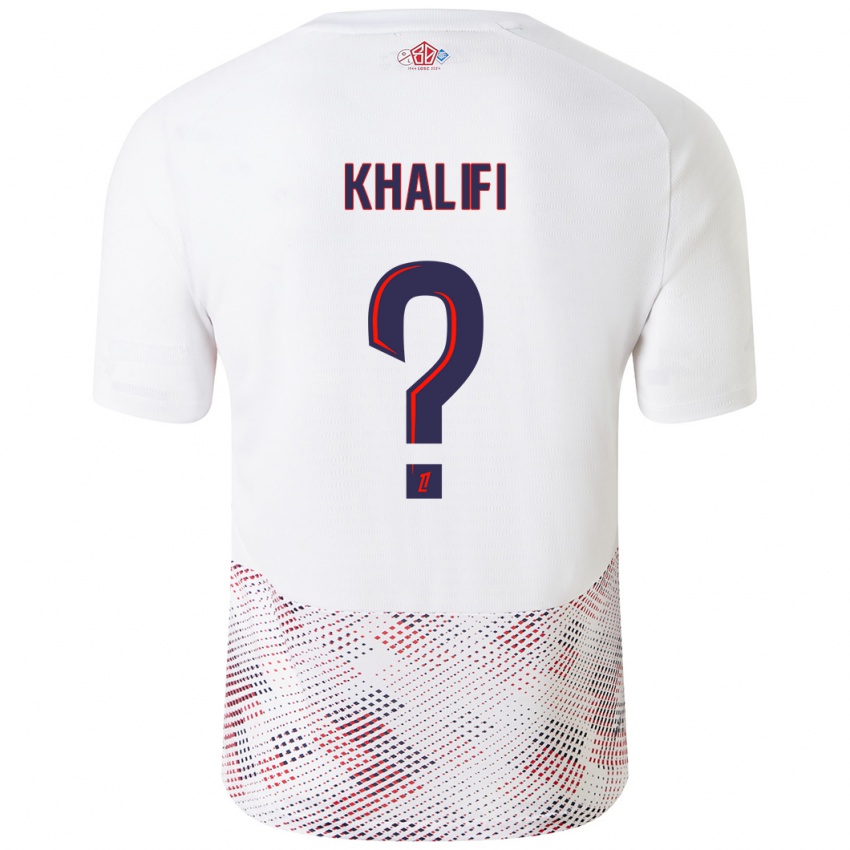 Heren Yassine Khalifi #0 Wit Koningsblauw Uitshirt Uittenue 2024/25 T-Shirt