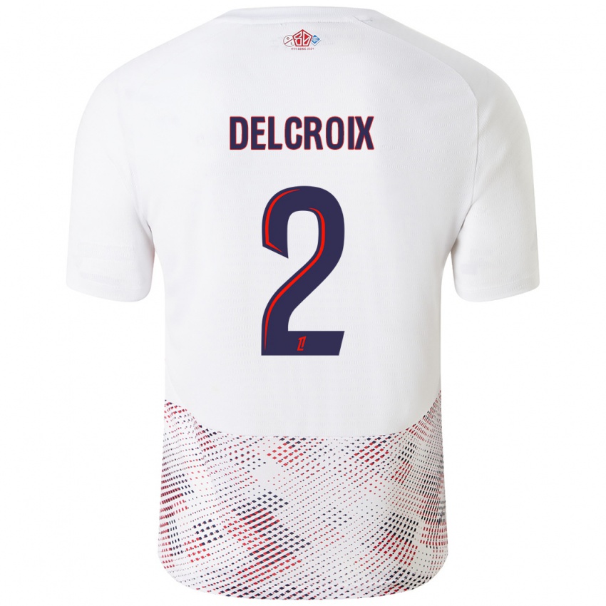 Heren Céleste Delcroix #2 Wit Koningsblauw Uitshirt Uittenue 2024/25 T-Shirt