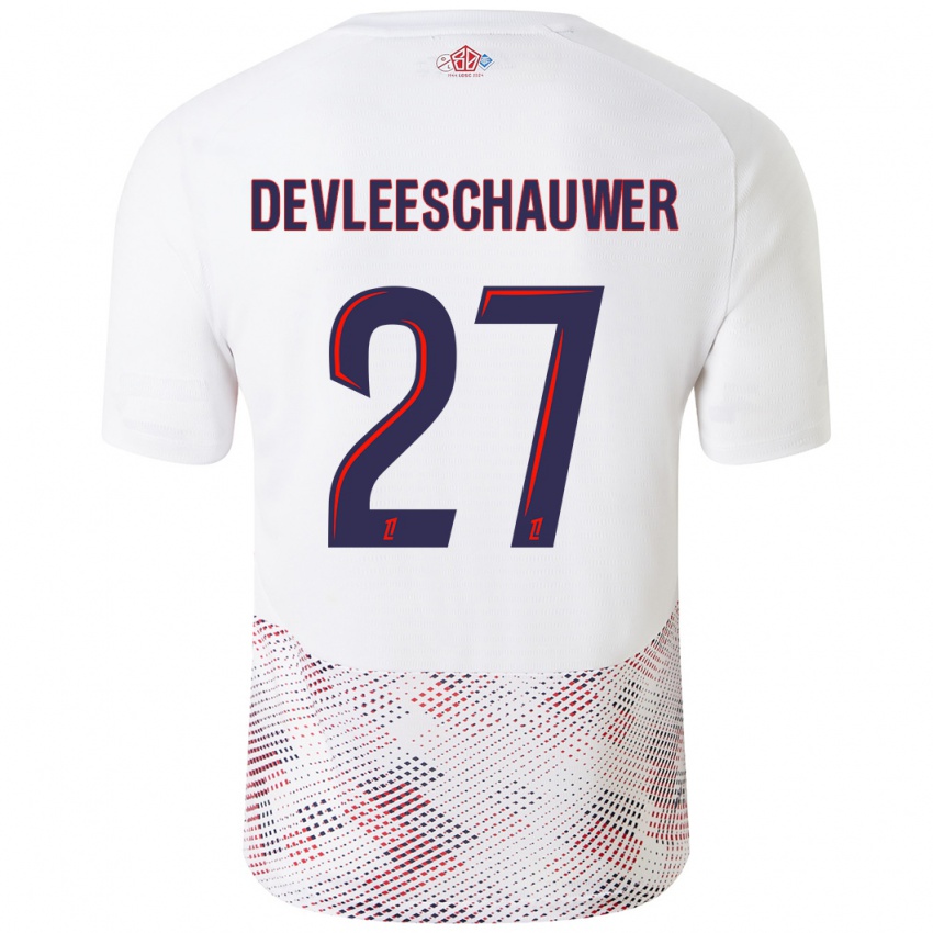 Heren Gwenaëlle Devleeschauwer #27 Wit Koningsblauw Uitshirt Uittenue 2024/25 T-Shirt