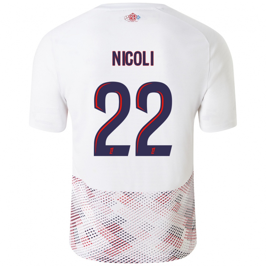 Heren Morgane Nicoli #22 Wit Koningsblauw Uitshirt Uittenue 2024/25 T-Shirt