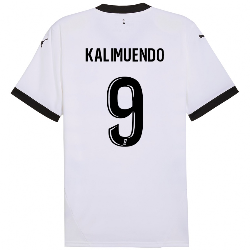 Heren Arnaud Kalimuendo #9 Wit Zwart Uitshirt Uittenue 2024/25 T-Shirt