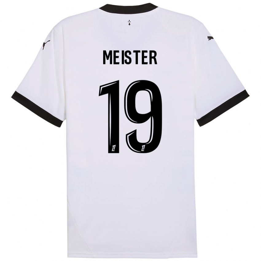 Heren Henrik Meister #19 Wit Zwart Uitshirt Uittenue 2024/25 T-Shirt