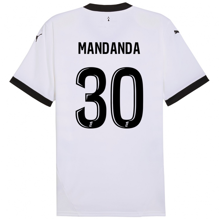 Heren Steve Mandanda #30 Wit Zwart Uitshirt Uittenue 2024/25 T-Shirt