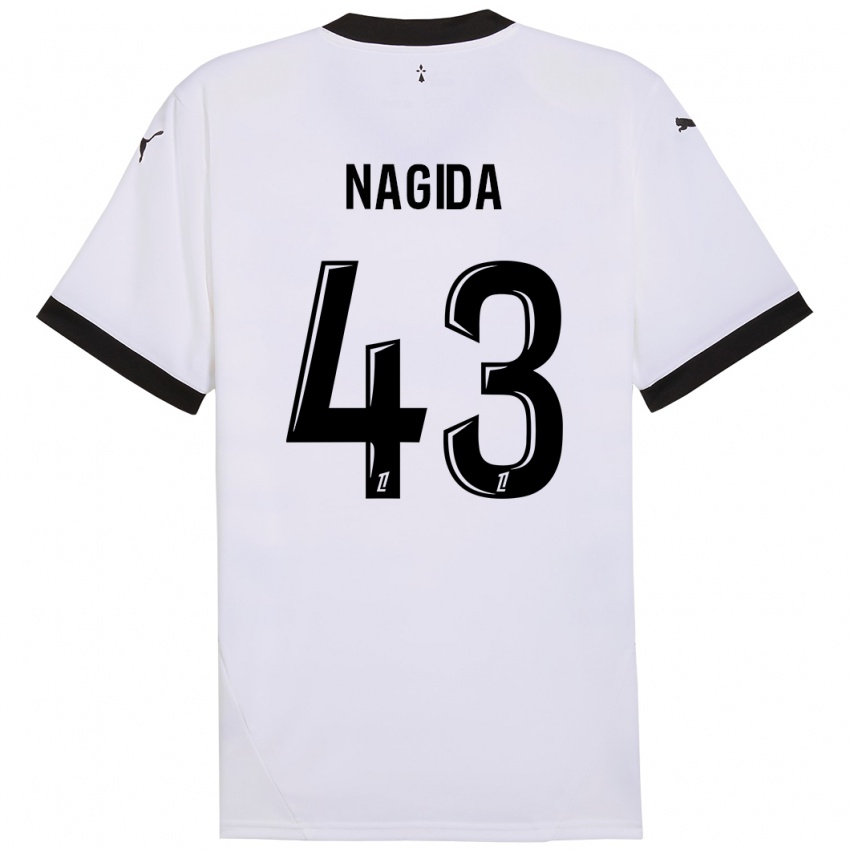 Heren Mahamadou Nagida #43 Wit Zwart Uitshirt Uittenue 2024/25 T-Shirt