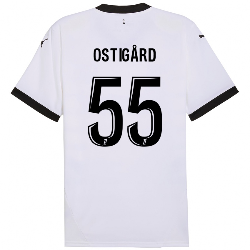 Heren Leo Ostigard #55 Wit Zwart Uitshirt Uittenue 2024/25 T-Shirt