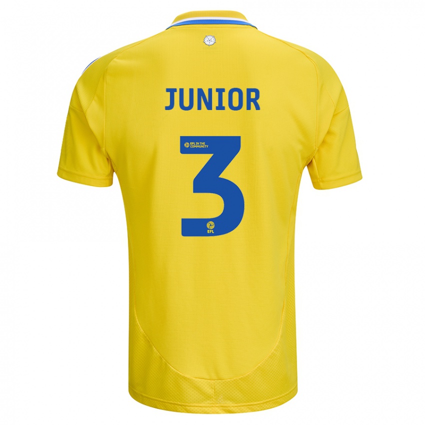 Heren Junior Firpo #3 Geel Blauw Uitshirt Uittenue 2024/25 T-Shirt