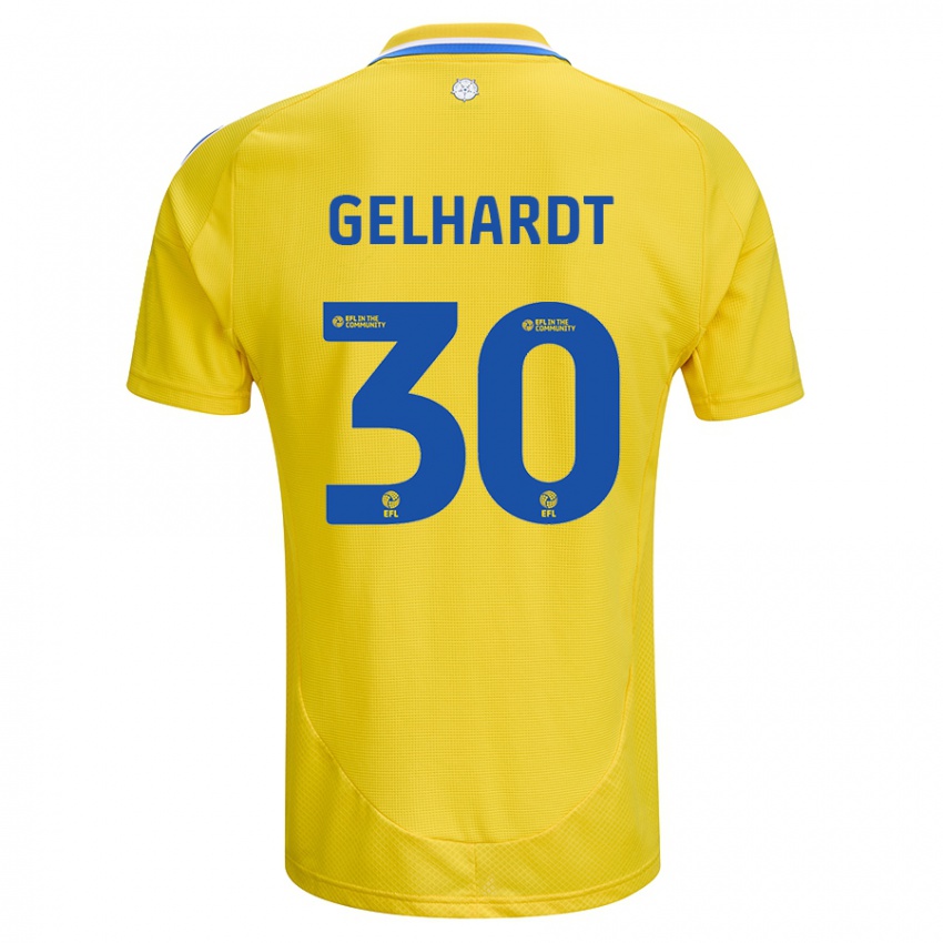 Heren Joe Gelhardt #30 Geel Blauw Uitshirt Uittenue 2024/25 T-Shirt