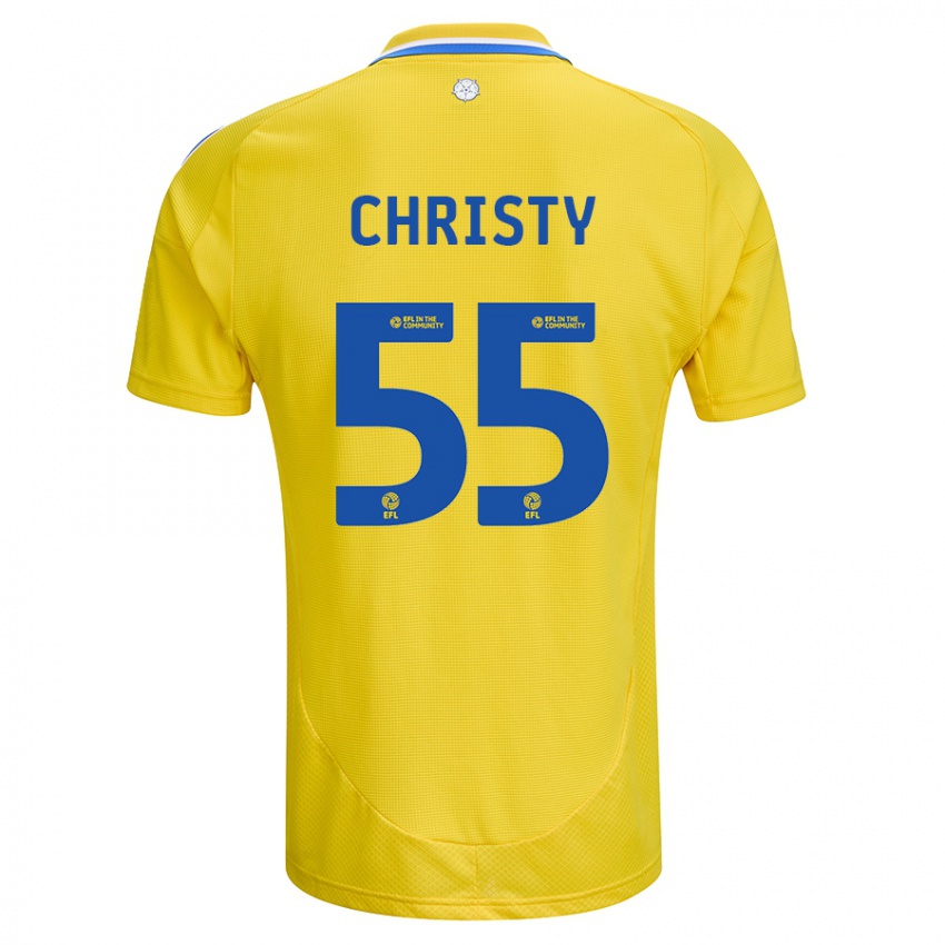 Heren Harry Christy #55 Geel Blauw Uitshirt Uittenue 2024/25 T-Shirt