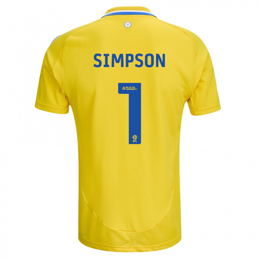 Heren Carrie Simpson #1 Geel Blauw Uitshirt Uittenue 2024/25 T-Shirt