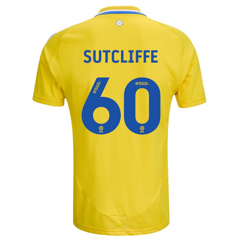 Heren Harvey Sutcliffe #60 Geel Blauw Uitshirt Uittenue 2024/25 T-Shirt