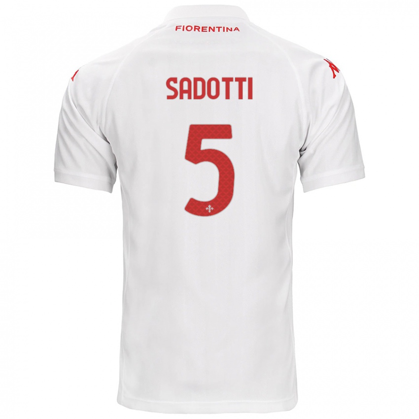 Heren Edoardo Sadotti #5 Wit Uitshirt Uittenue 2024/25 T-Shirt