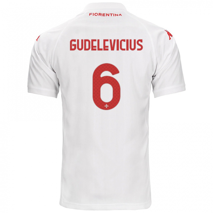 Heren Ernestas Gudelevicius #6 Wit Uitshirt Uittenue 2024/25 T-Shirt