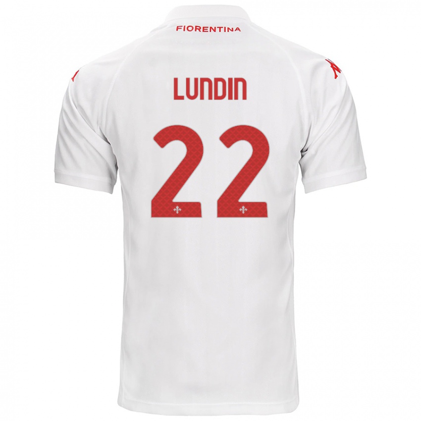 Heren Karin Lundin #22 Wit Uitshirt Uittenue 2024/25 T-Shirt