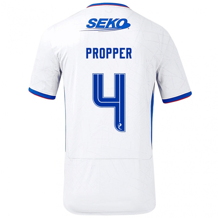 Heren Robin Pröpper #4 Wit Blauw Uitshirt Uittenue 2024/25 T-Shirt