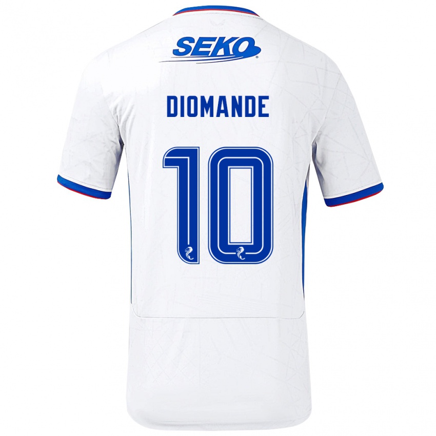 Heren Mohamed Diomandé #10 Wit Blauw Uitshirt Uittenue 2024/25 T-Shirt