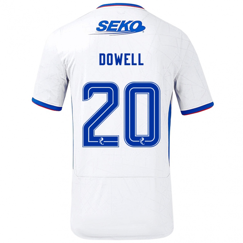 Heren Kieran Dowell #20 Wit Blauw Uitshirt Uittenue 2024/25 T-Shirt