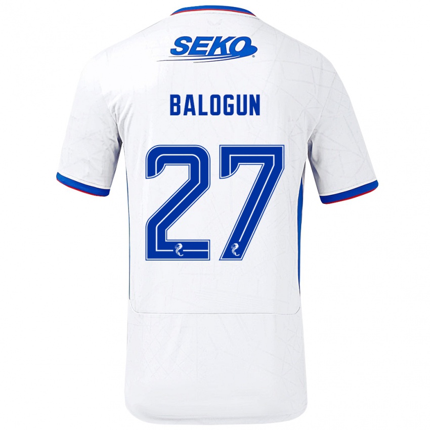 Heren Leon Balogun #27 Wit Blauw Uitshirt Uittenue 2024/25 T-Shirt