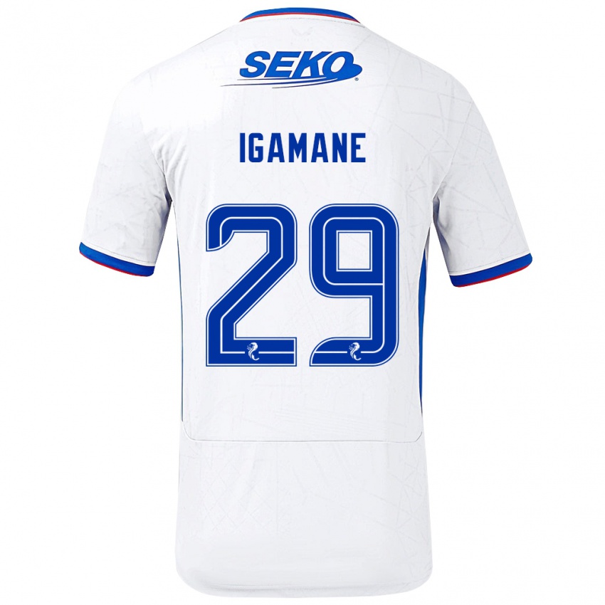 Heren Hamza Igamane #29 Wit Blauw Uitshirt Uittenue 2024/25 T-Shirt