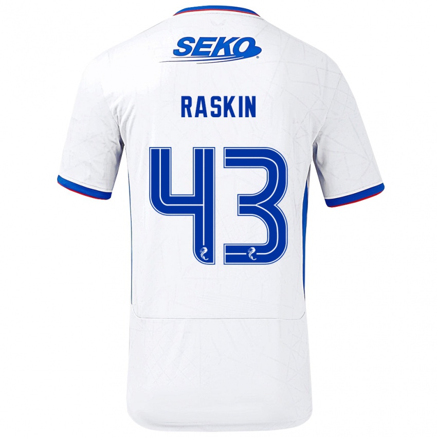 Heren Nicolas Raskin #43 Wit Blauw Uitshirt Uittenue 2024/25 T-Shirt