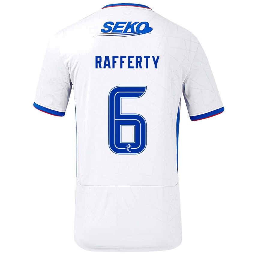 Heren Laura Rafferty #6 Wit Blauw Uitshirt Uittenue 2024/25 T-Shirt