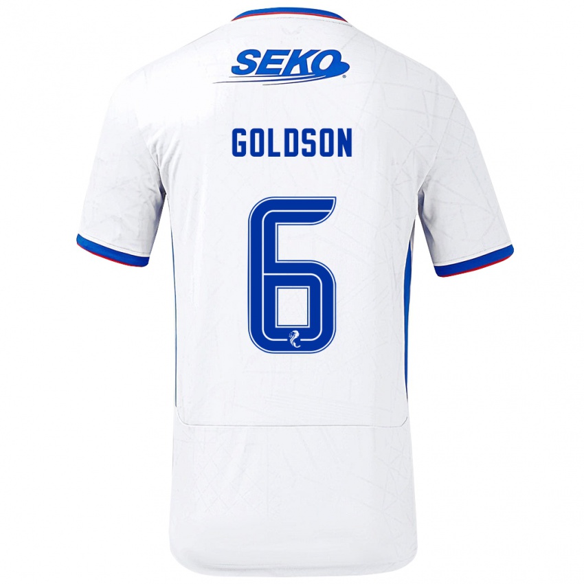 Heren Connor Goldson #6 Wit Blauw Uitshirt Uittenue 2024/25 T-Shirt