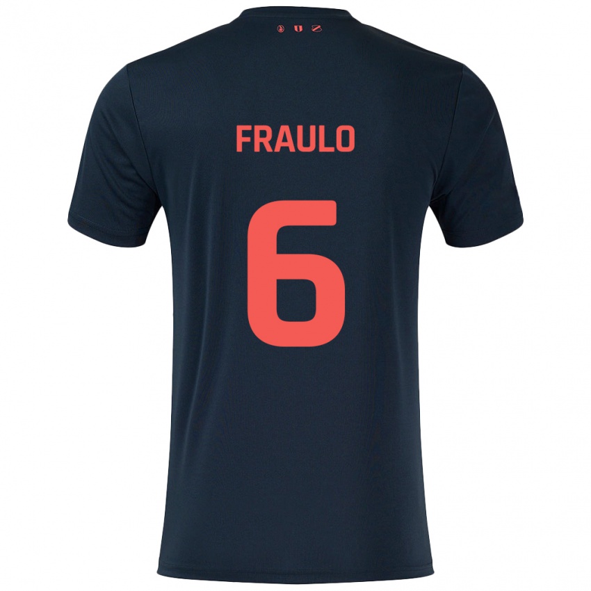 Heren Oscar Fraulo #6 Zwart Rood Uitshirt Uittenue 2024/25 T-Shirt