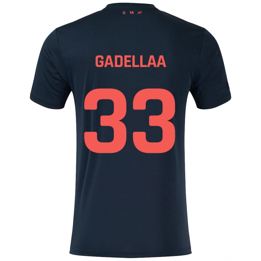 Heren Kevin Gadellaa #33 Zwart Rood Uitshirt Uittenue 2024/25 T-Shirt