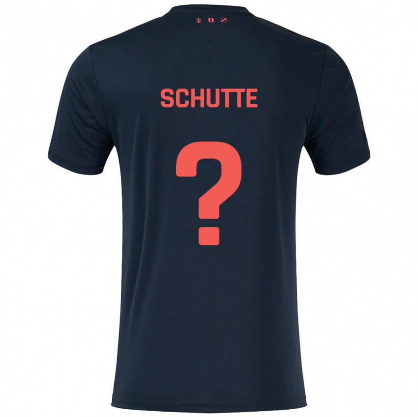 Heren Olivier Schutte #0 Zwart Rood Uitshirt Uittenue 2024/25 T-Shirt